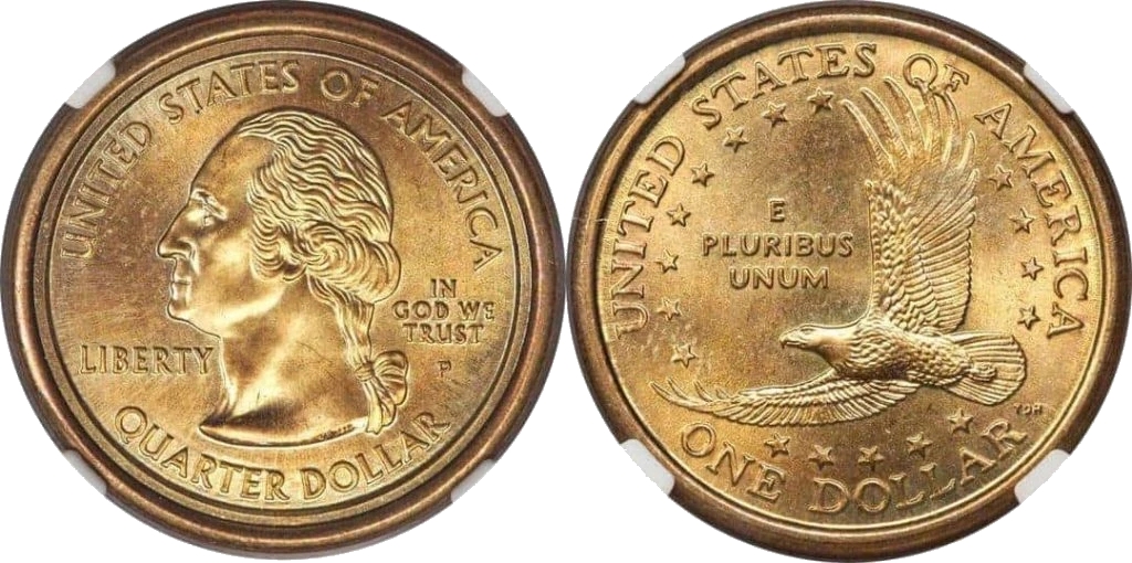 Estados Unidos - Quarter y 1 Dólar - Moneda Híbrida