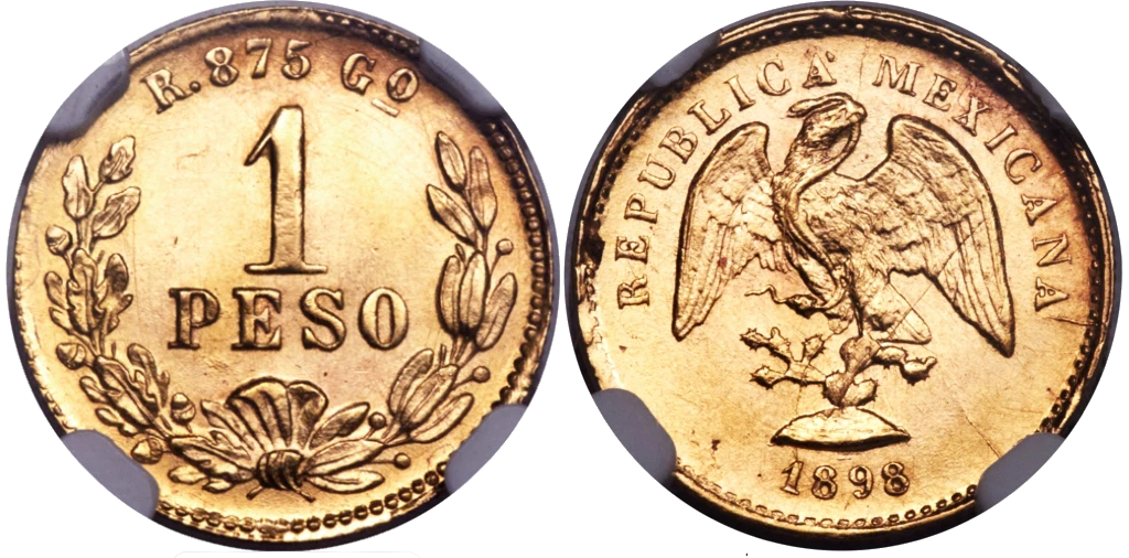 México - 1 Peso 1898 - Moneda Híbrida