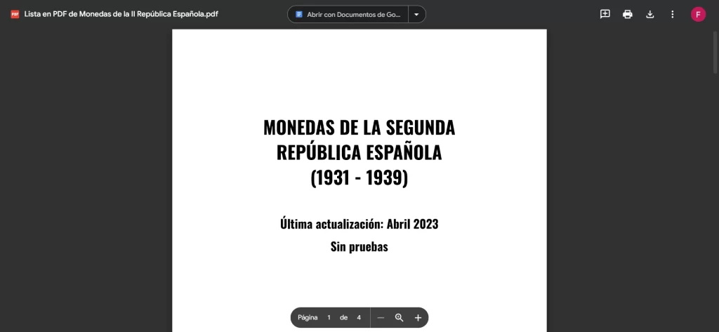 Descarga Lista en PDF de Monedas de la Segunda República Española