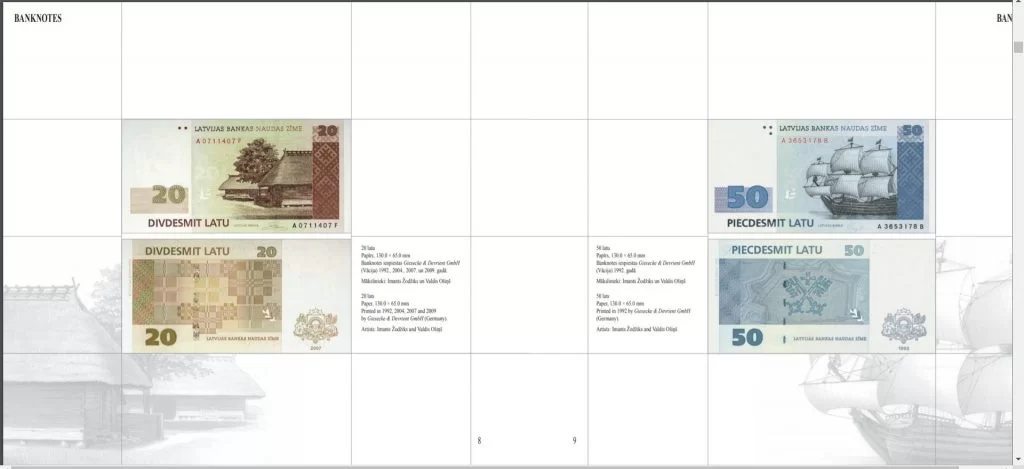 Muestra 1 Catálogo de Monedas y Billetes de Letonia