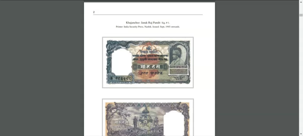 Muestra 1 Catálogo de Monedas y Billetes de Nepal