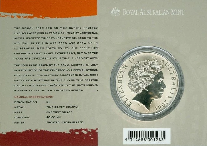 Australia - 1 Dólar 2001 - Silver Kangaroo - Coincard