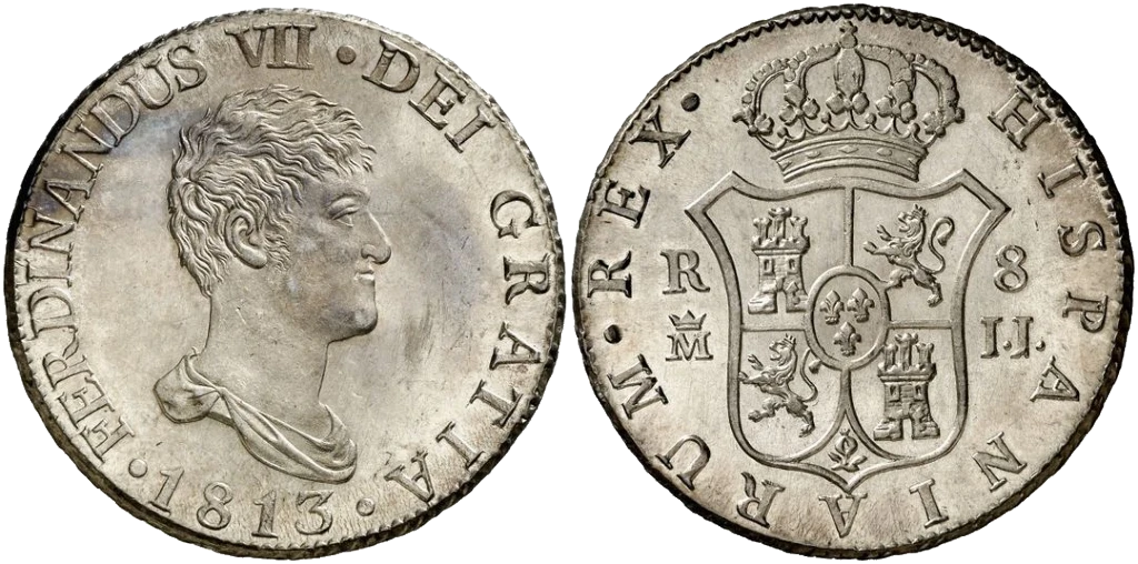 España - 8 Reales 1813 en Flor de Cuño