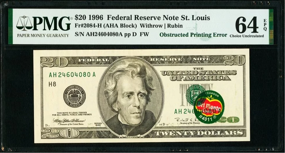 Estados Unidos - 20 Dólares 1996 - Billete del Monte - Anverso