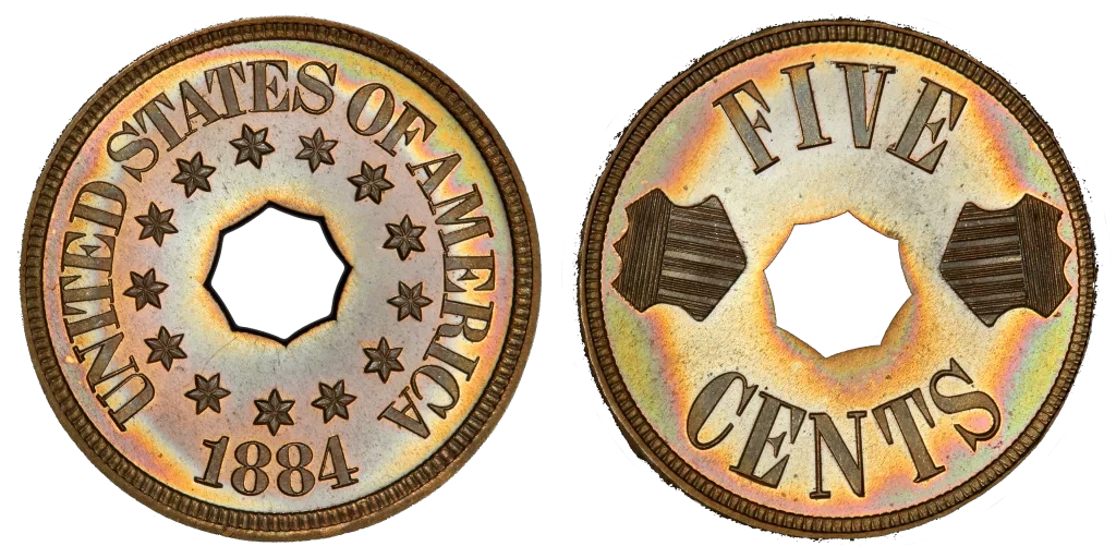 Estados Unidos - 5 Céntimos 1884 - Prueba no Adoptada