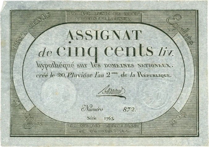 Francia - 500 Libras 1794 - Assignat