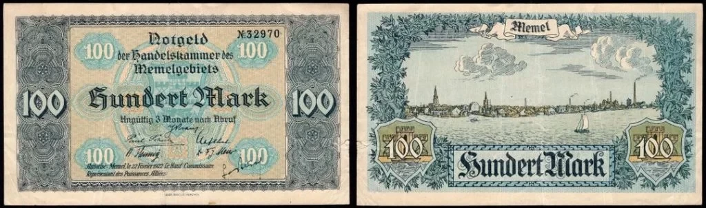 Lituania - 100 Marcos 1922 - Notgeld - Memel, Klaipeda