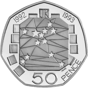 Reino Unido - 50 Peniques 1993 - Presidencia Unión Europea - Anverso