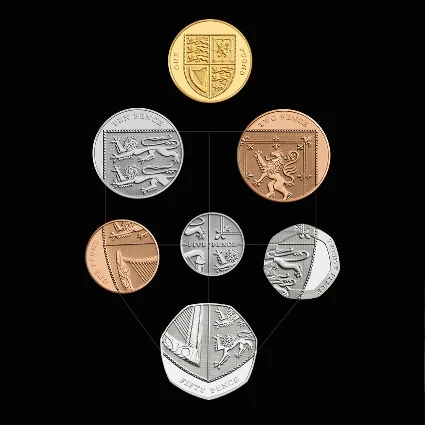 Reino Unido - Monedas Formando Escudo de Armas