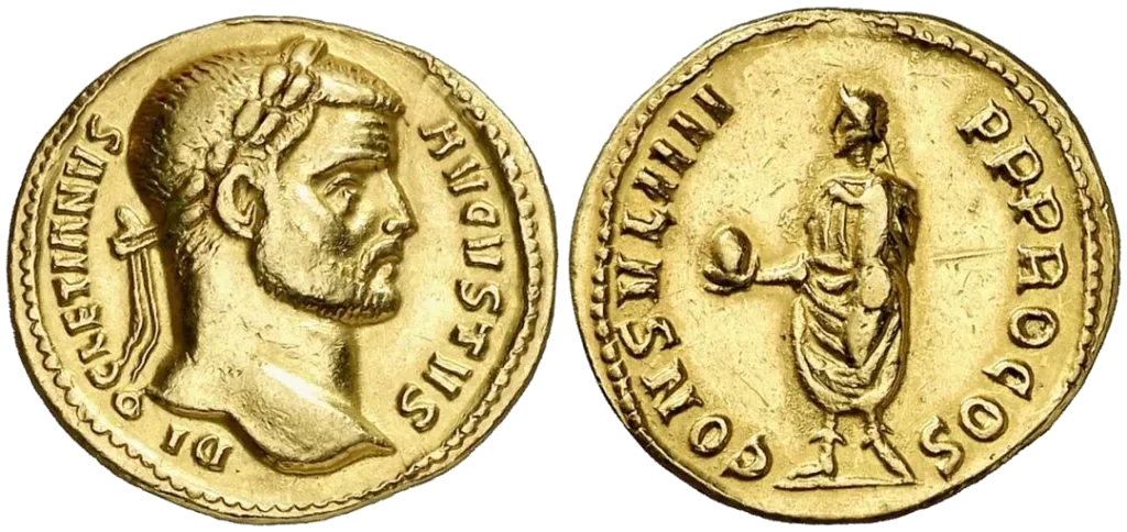 Roma - Áureo de Dioceclano 291 dC