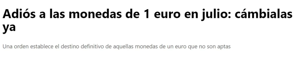 1 y 2 Euros Retiradas de Circulación - Titular Bulo Sport