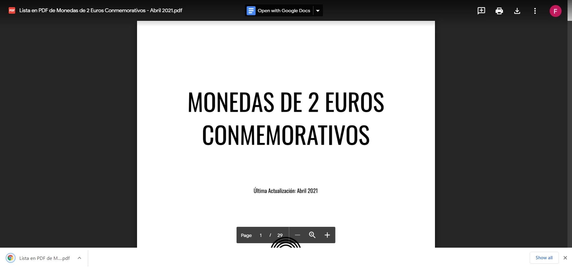 Lista de Monedas Conmemorativas de 2 Euros en PDF Descargada
