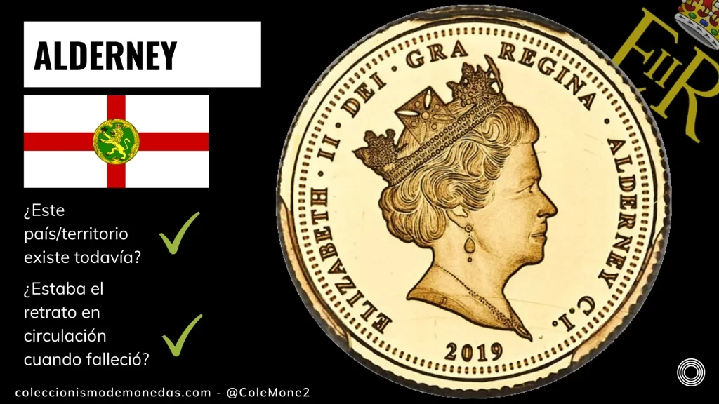 Alderney - Monedas con Busto de Isabel II