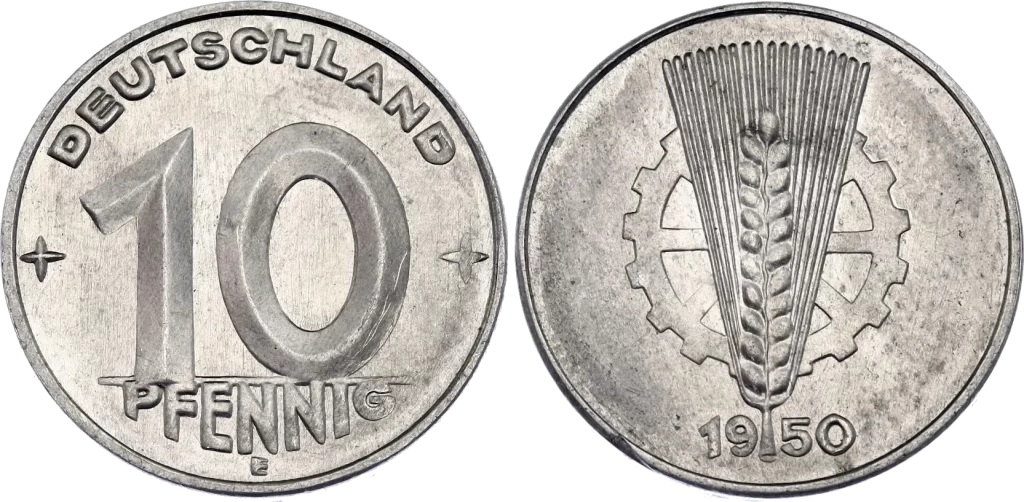 Alemania Oriental - 10 Pfennig 1950 - Muldehütten E