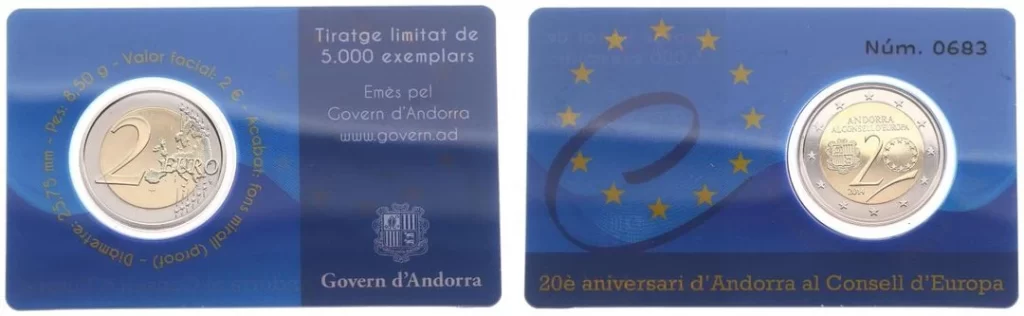 Andorra - 2 Euros Commemorative 2014 - European Council - Coincard
