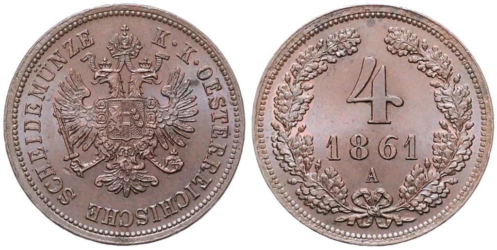 Austria - 4 Kreuzer 1861