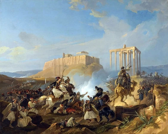 Batalla en la Guerra de Independencia Griega, por Johann Georg Christian Perlberg