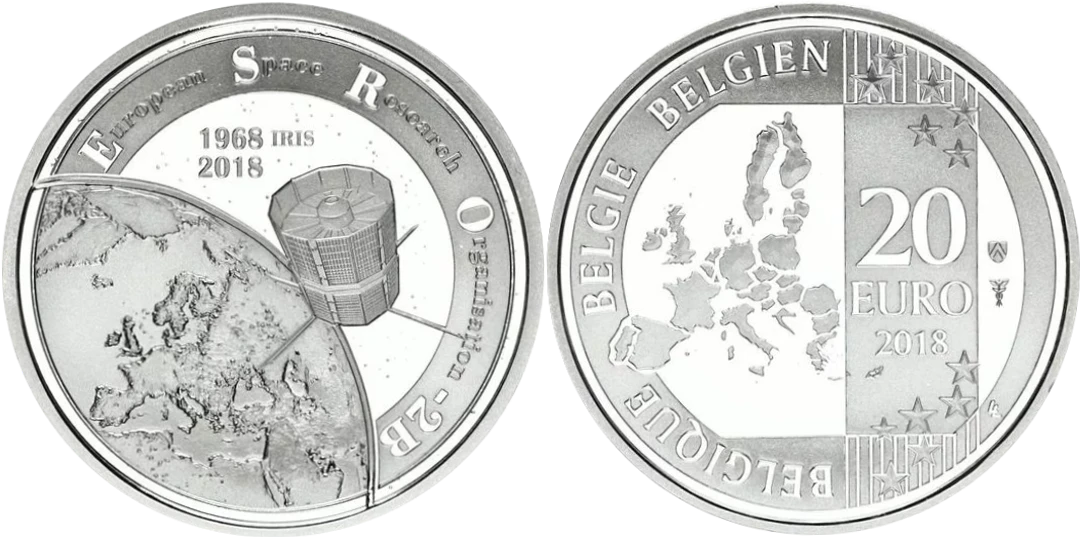Bélgica - 20 Euros 2018 - Satélite ESRO-2B