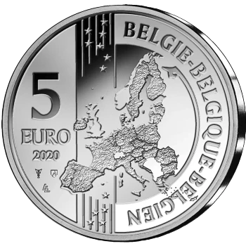 Bélgica - 5 Euros 2020 - Primer Tren en la Europa Continental - Reverso