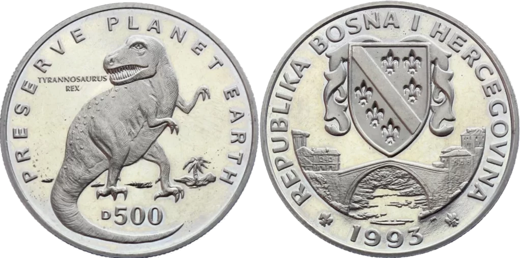 Bosnia y Herzegovina - 500 Dinara 1993 - Tiranosaurio Rex