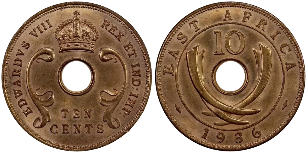 British East Africa - 10 Cents 1936 Bronze - Edward VIII