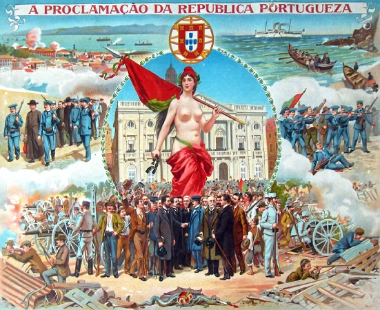 Cartel de 1910 sobre la proclamación de la República Portuguesa