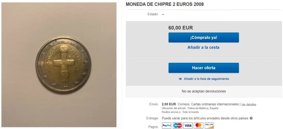 Chipre - 2 Euros 2008 - Anuncio eBay