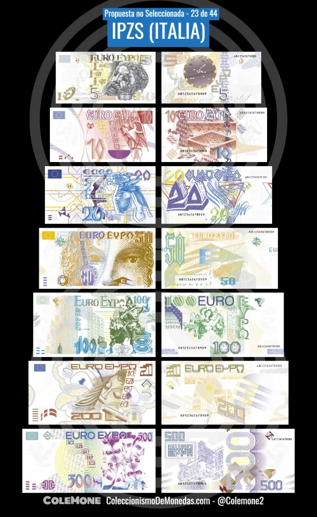 Concurso de Diseño para los Billetes de Euro de 1996 - Propuesta 23 - IPZS