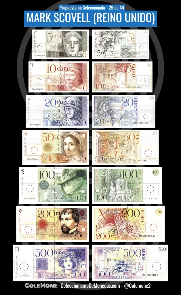 Concurso de Diseño para los Billetes de Euro de 1996 - Propuesta 29 - Scovell