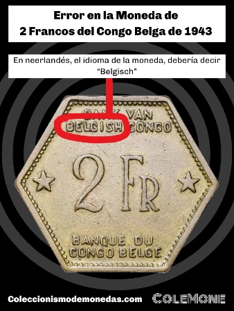 Congo Belga - 2 Francos 1943 - Explicación Error