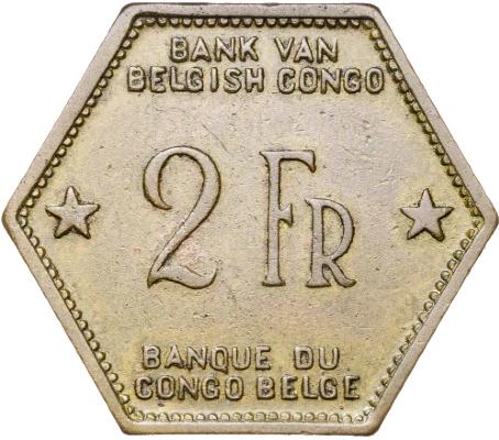 Congo Belga - 2 Francos 1943 - Reverso