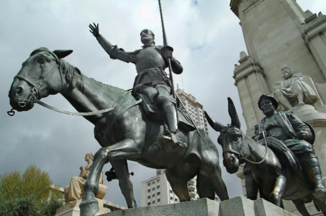 El Quijote y Sancho Panza, Monumento a Cervantes, Madrid