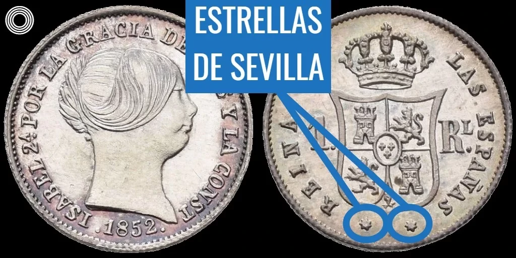 España - 1 Real 1852 - Sevilla - Estrellas