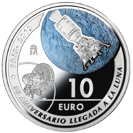 España - 10 Euros 2019 - Llegada a la Luna - Reverso