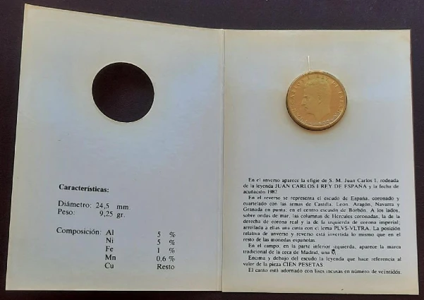 España - 100 Pesetas 1982 - Cartera Prueba Numismática - Interior