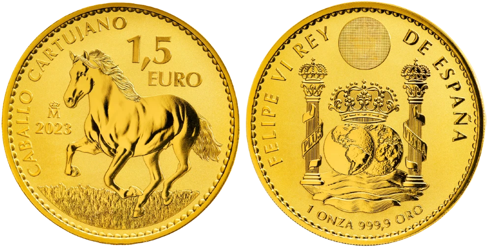 España - 1,5 Euros 2023 - Bullion de Oro - Caballo Cartujano