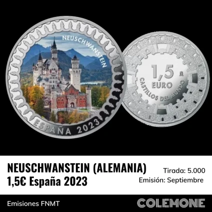España - 1,5 Euros 2023 - Neuschwanstein en Alemania
