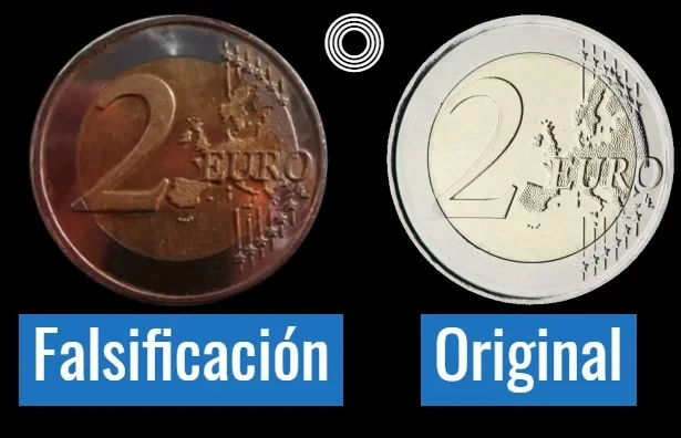 España - 2 Euros 2013 - Castillos de Europa - Comparación Original y Falsificación