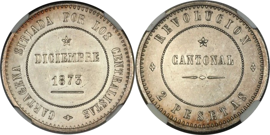 España - 2 Pesetas 1873 - Cartagena