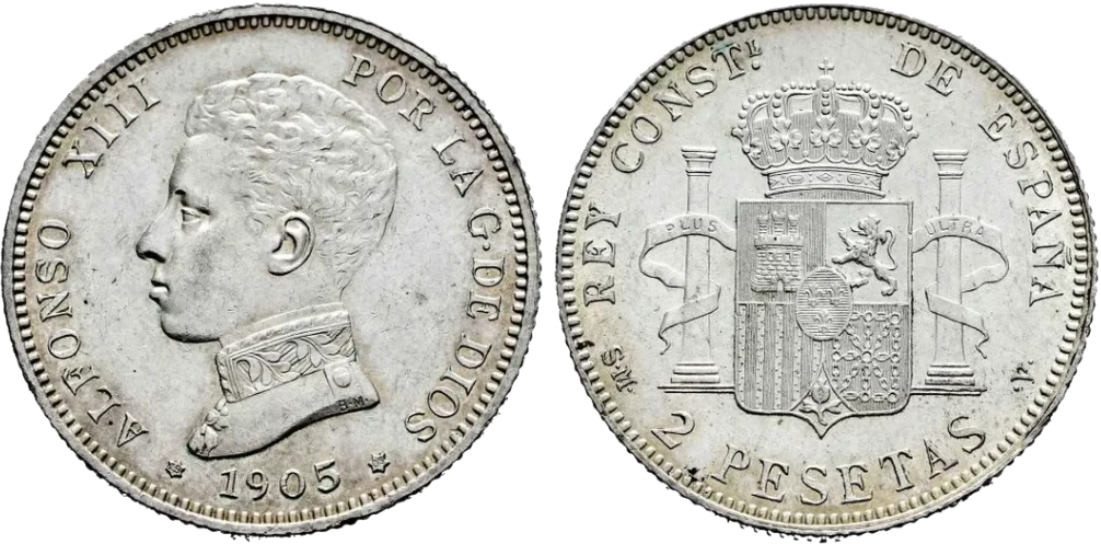 España - 2 Pesetas 1905 Estrellas 19 05