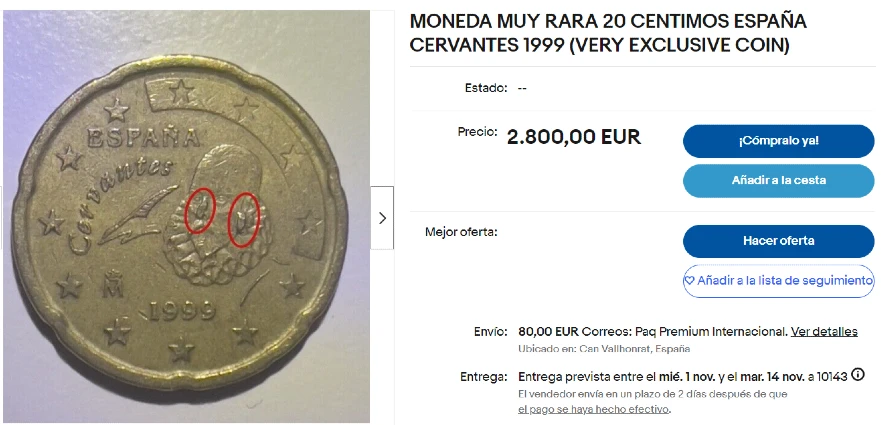 España - 20 Céntimos de Euro 1999 - Anuncio eBay 1