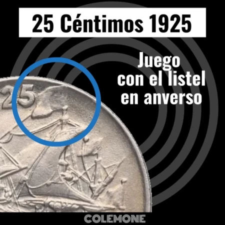 España - 25 Céntimos 1925 - Caraba - Juego con listel en anverso
