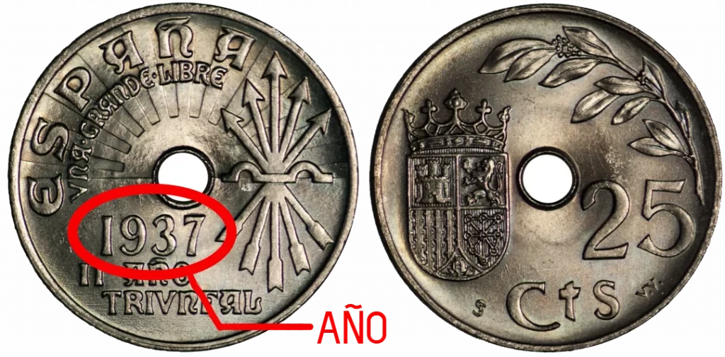 España - 25 Céntimos 1937 - Fecha