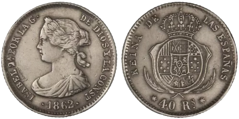 España - 40 Reales 1862 - Falsa de Época