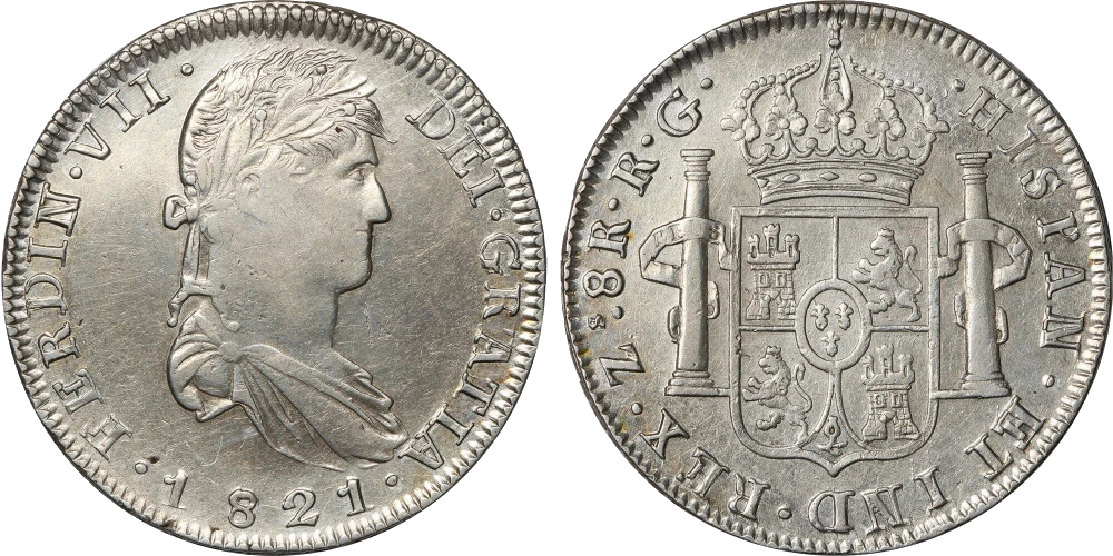 España - 8 Reales 1821 - Zacatecas