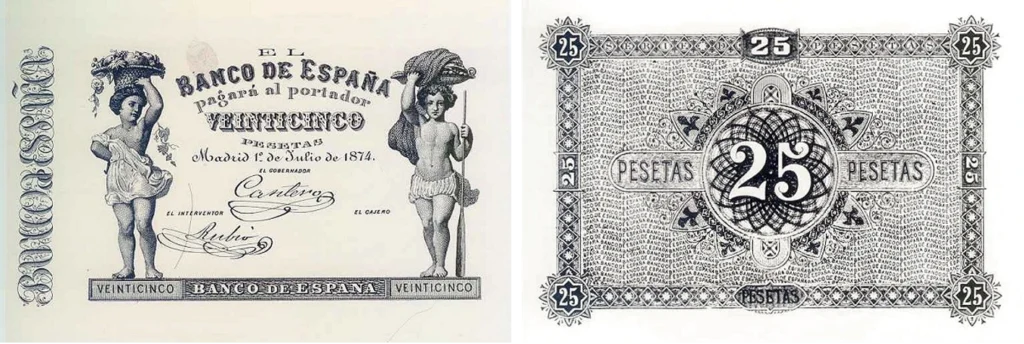 España - Billete 25 Pesetas 1874