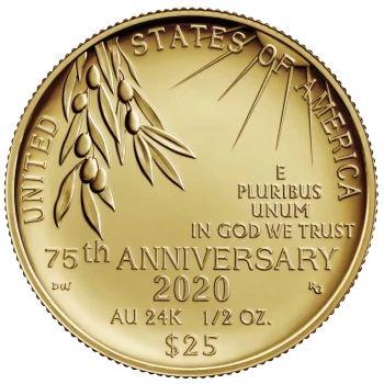 Estados Unidos - 25 Dólares 2020 - Fin de la Segunda Guerra Mundial - Reverso