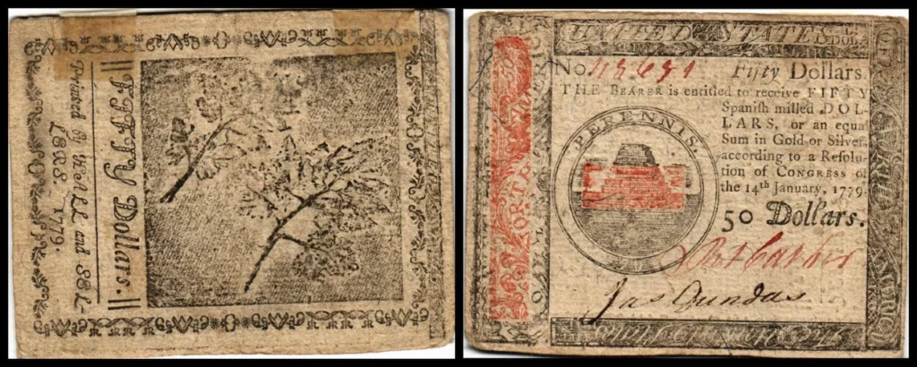 Estados Unidos - 50 Dólares 1779 - Billete Colonial de Filadelfia