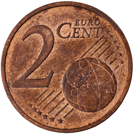 Eurozona - 2 Céntimos de Euro con Pátina Marrón Irregular
