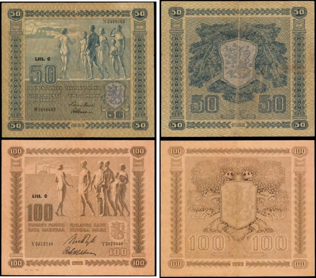 Finlandia - 50 y 100 Marcos 1922